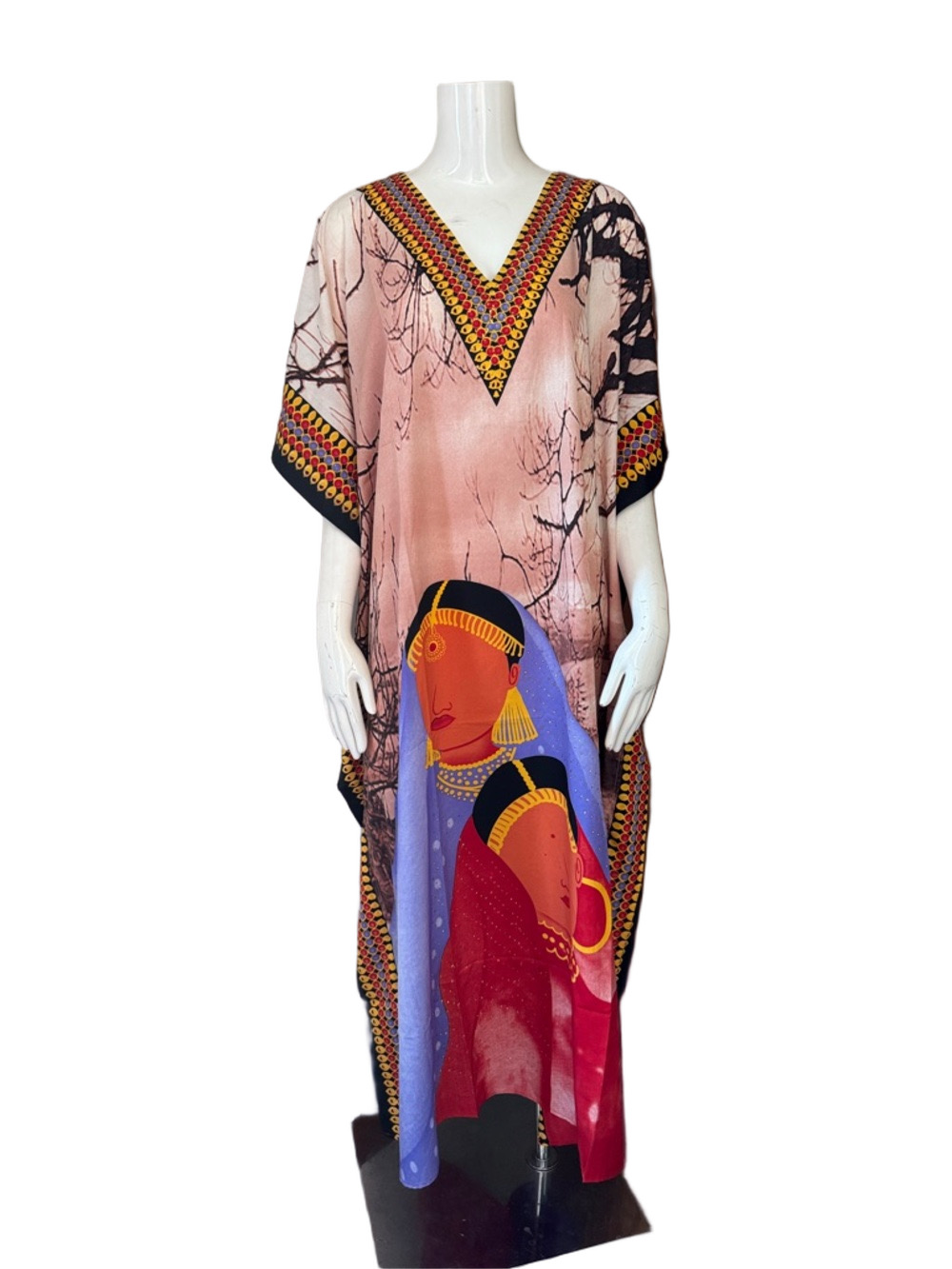 Sante Classics Printed Kaftan Muumuu Dress SIZE OS NWT Boho Lounge Resort